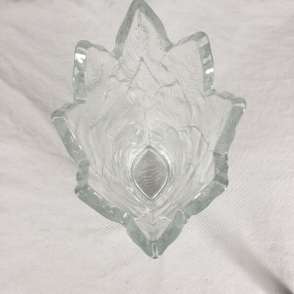 Mikasa Rain Forest 10" Crystal Vase Embossed Textured Leaf Design Thick Glass - Picture 5 of 8